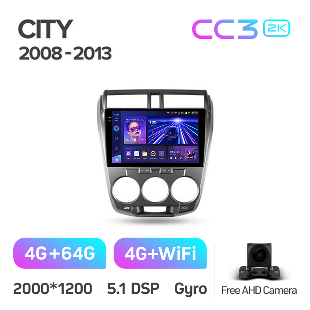 Teyes CC3 2K 10,2"для Honda City 2008-2013
