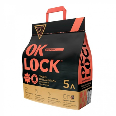Наполнитель Ok-Lock растительный комкующийся Персик для кошек 11 л