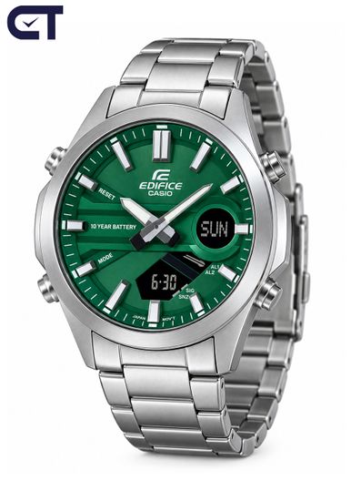 CASIO EFV-C120D-3ADF EDIFICE мужские наручные часы — стальной хронограф с изумрудным циферблатом