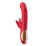 Красный вибратор-кролик 25см с функцией фингеринга Secwell Flicking Butterfly Rabbit Vibrator SW2029