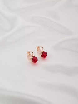 Клипсы Миражи с красными кристаллами Swarovski