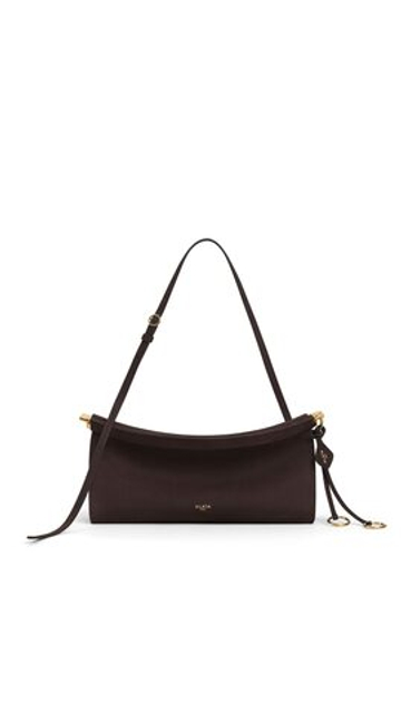 ALAÏA СУМКА LE CLICK EAST WEST ИЗ НАТУРАЛЬНОЙ КОЖИ, ТЕМНО-КОРИЧНЕВЫЙ