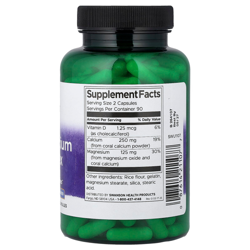 Swanson Vitamins, Коралловый кальций, 180 капсул