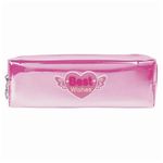 Пенал-косметичка ЮНЛАНДИЯ, мягкий, полупрозрачный "Glossy", розовый, 20х5х6 см, 228984