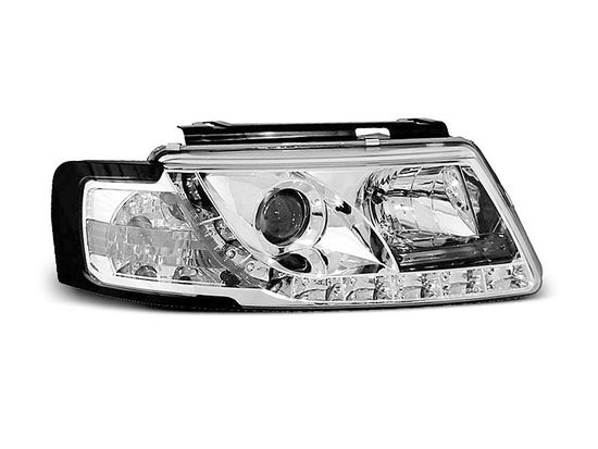 Передние фары VW Passat B5 tru drl chrome