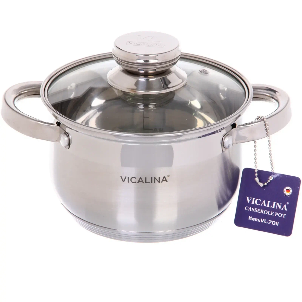 Кастрюля из нержавеющей стали VICALINA 1,9л, индукция, VL-7011