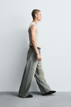 ZARA ДЖИНСЫ BAGGY FIT, ЗЕЛЕНОВАТО-СИНИЙ