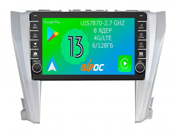 Магнитола для Toyota Camry 2014-2018 - Airoc AB-1117 (кнопки и крутилки), Android 13, Быстрая, SIM-слот, CarPlay