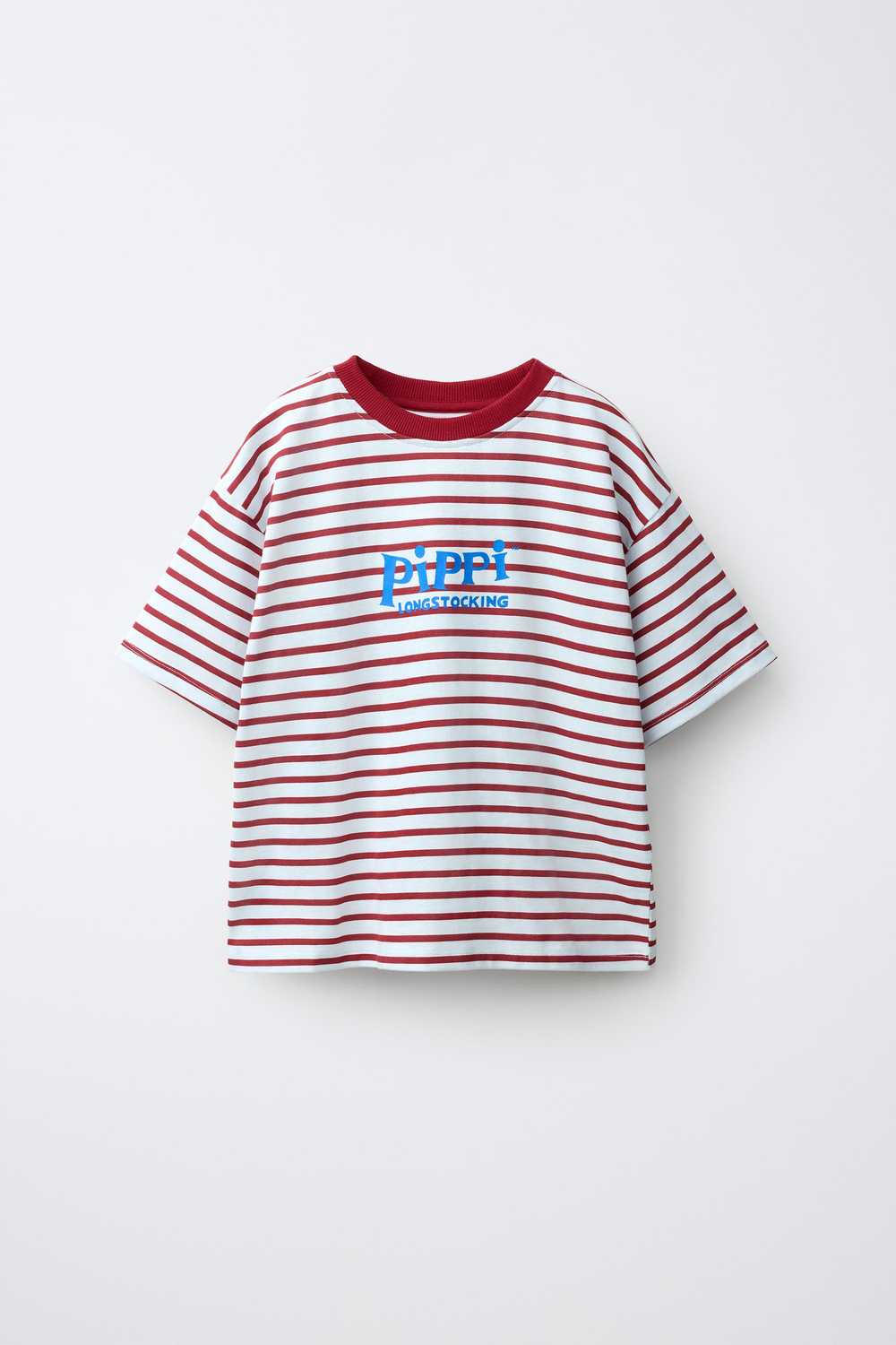 ZARA ФУТБОЛКА В ПОЛОСКУ С ПРИНТОМ PIPPI CALZASLARGAS © ASTRID LINDGREN COMPANY, СИНИЙ