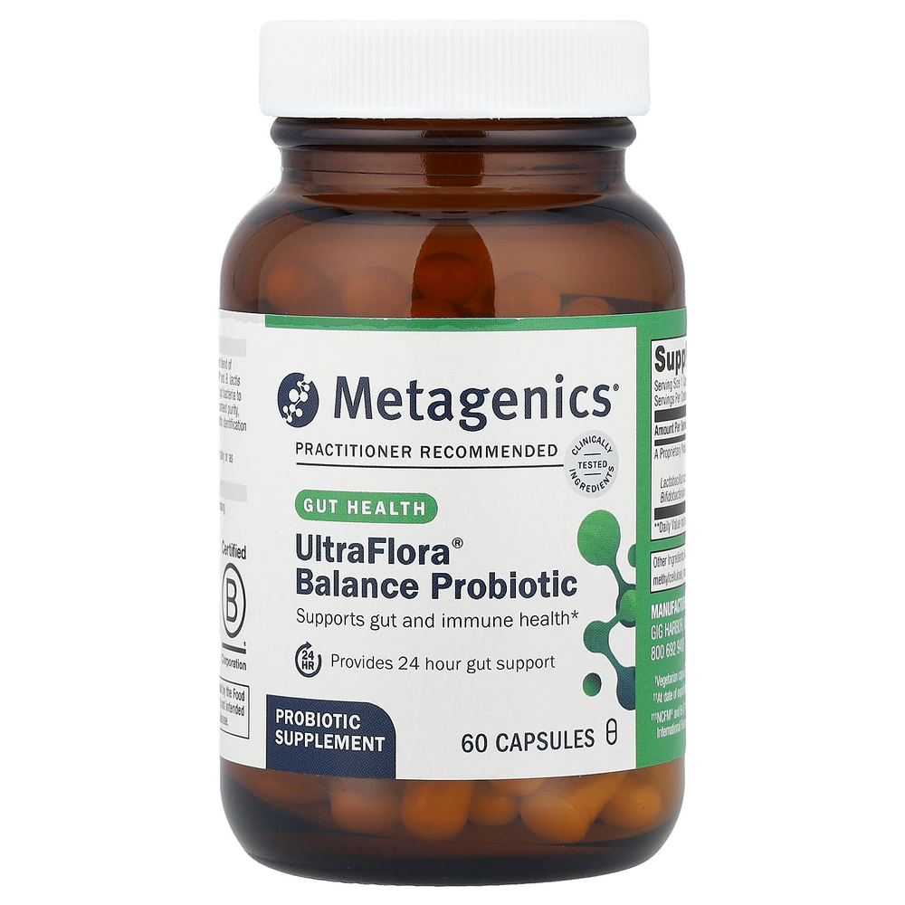 Metagenics, UltraFlora® Balance, пробиотик, 55 мг (15 млрд КОЕ), 60 капсул