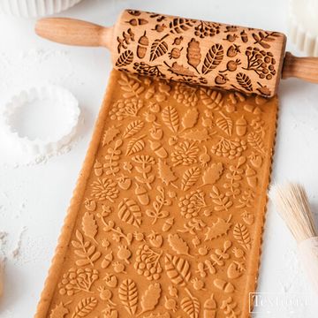 Малая скалка с узором Веточки и листочки