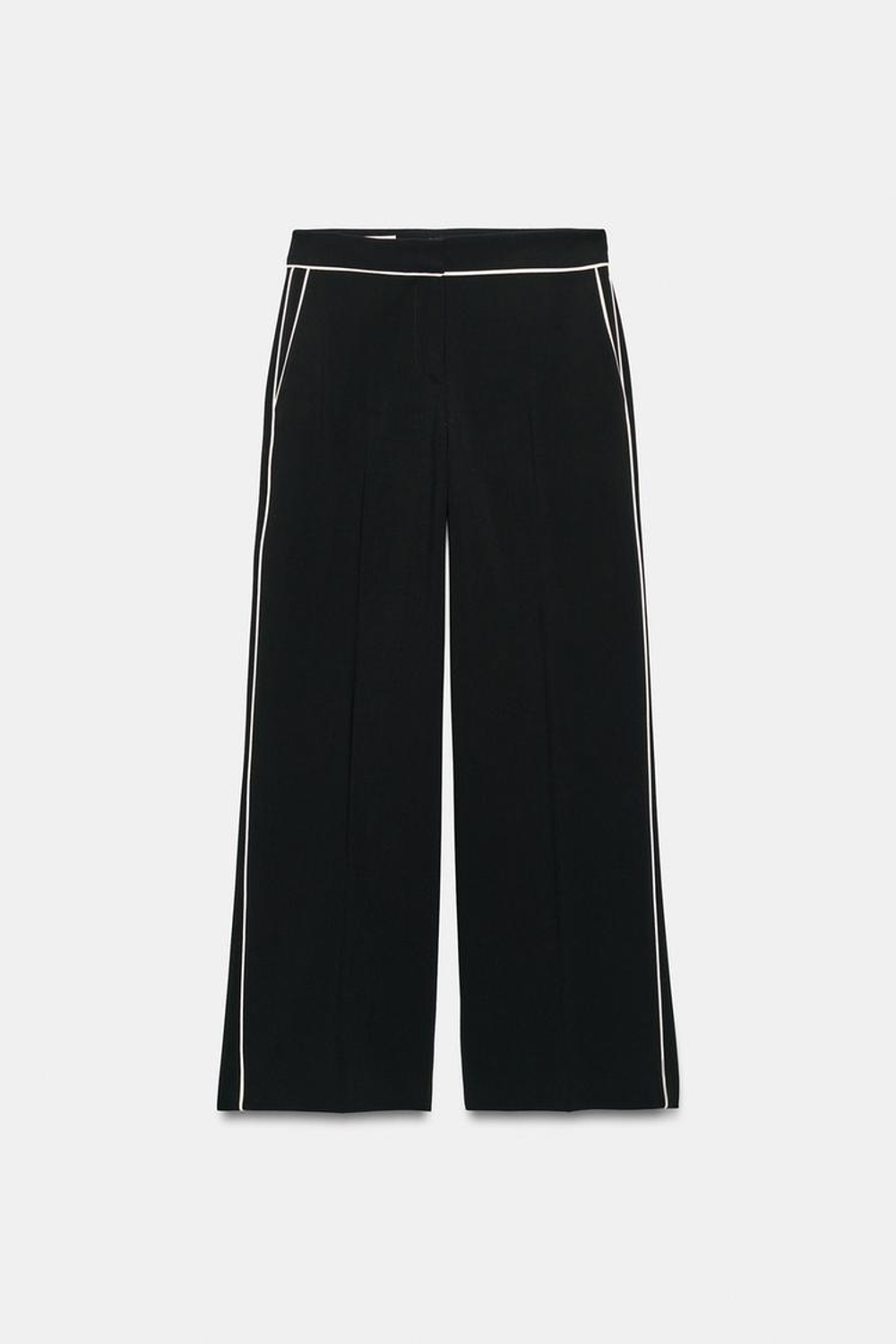 ZARA БРЮКИ С КОНТРАСТНОЙ ОКАНТОВКОЙ, ЧЕРНЫЙ