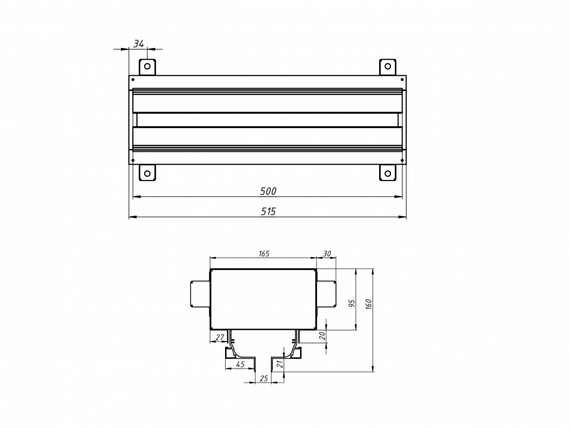 Flexag SH-1-500-25-W щелевой диффузор с КСД под гипсокартон, белый