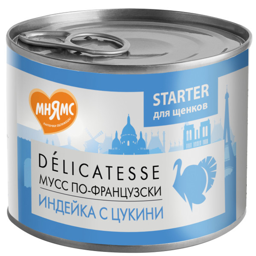 МНЯМС Delicatesse Влажный корм «Мусс по-французски» для щенков до 4 мес. с индейкой и цукини 0,2 кг