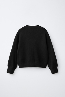 ZARA КАРДИГАН С V-ОБРАЗНЫМ ВЫРЕЗОМ, ЧЕРНЫЙ