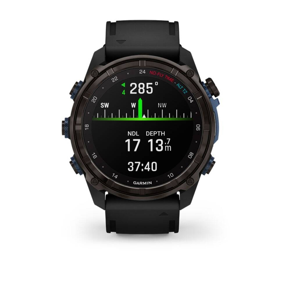 Часы для дайвинга Garmin Descent Mk3i, титановый угольно-серый, DLC, 51 мм, черный силиконовый ремешок, 010-02752-11