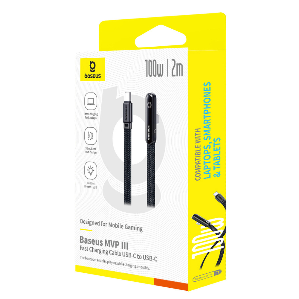 USB-C Кабель Baseus MVP 3 Charging+Data 100W 2m - Cosmic Black