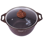 Кастрюля алюминий, антиприг, 3 л, с крыш, крышка стекло, кругл, Kukmara, Granit Ultra, кга32а, красн