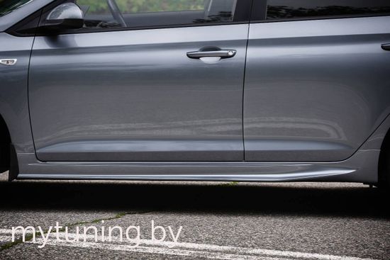 Накладки на пороги до брызговиков для Hyundai Solaris II