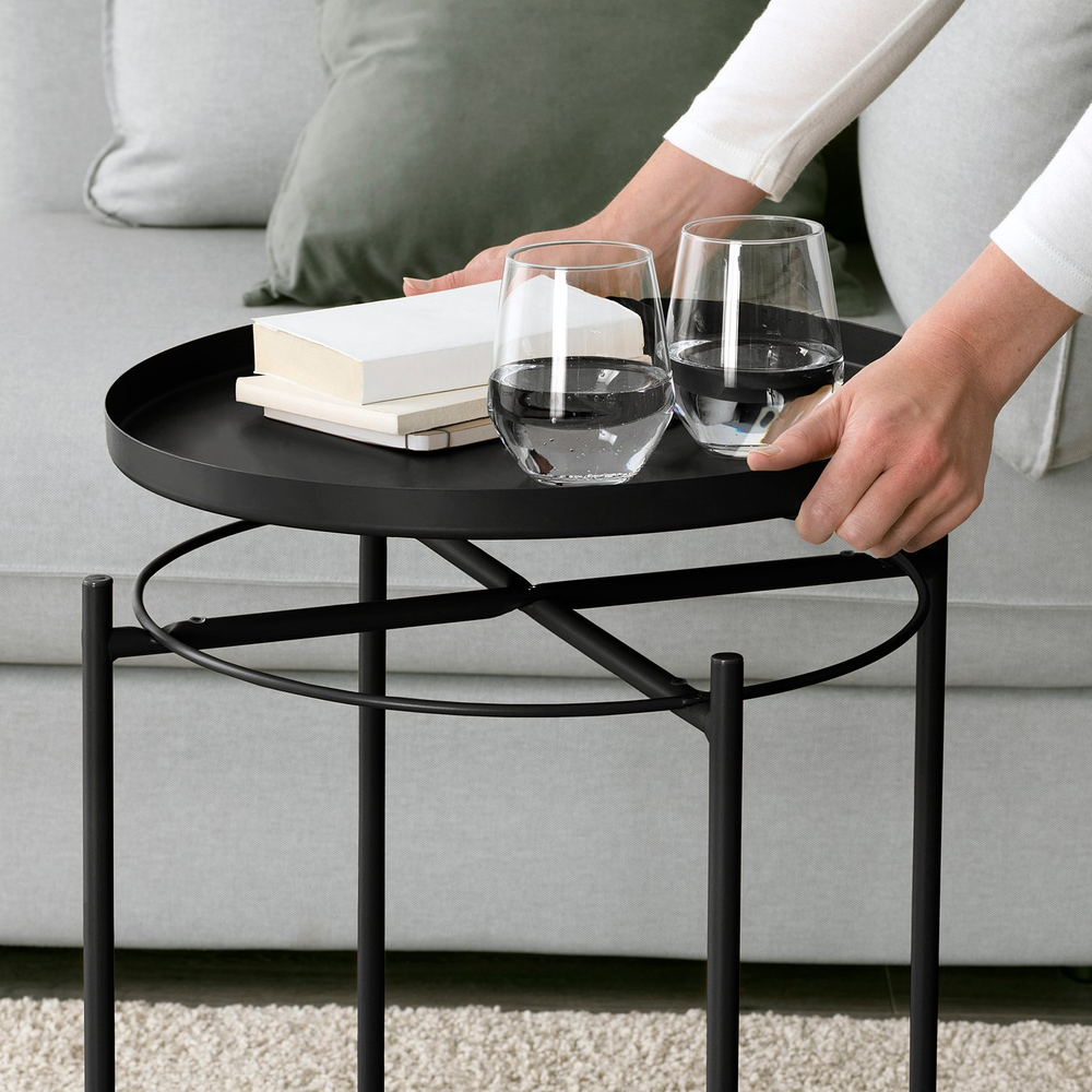 IKEA GLADOM  (ИКЕА ГЛАДОМ)  -  Столик с подносом - чёрный 45x53 см
