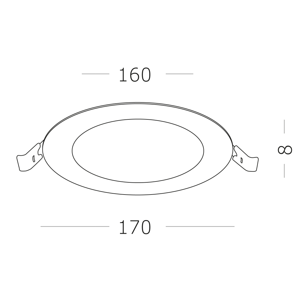 Светильник встраиваемый LED 12W 3000K 816Lm Ra80 110° IP20 D167xH18 90-265V