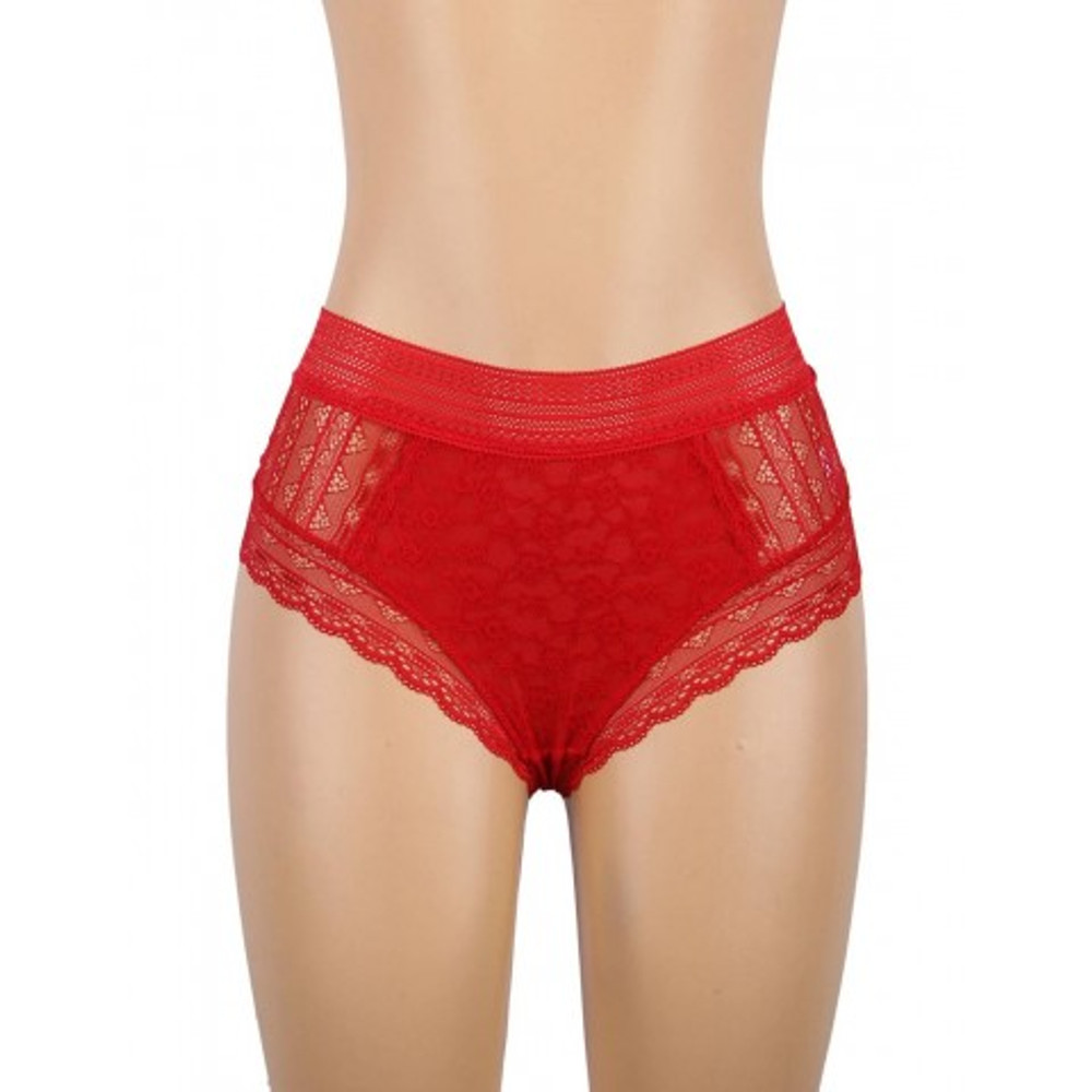 Трусики бразилиана Floral Lace, красные, M-L