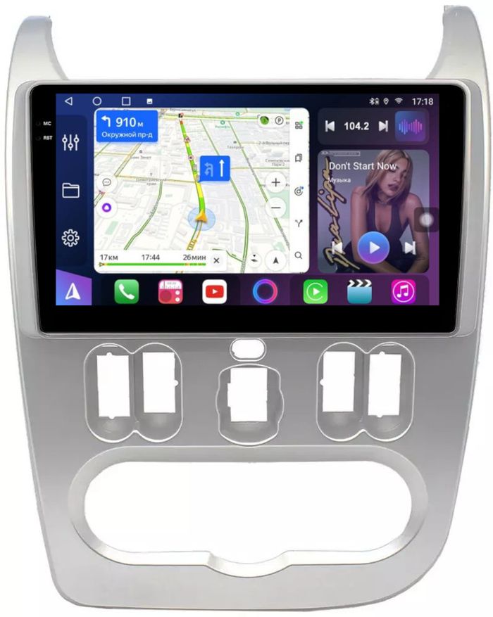Магнитола для Renault Logan/Sandero 1 2009-2014 - FarCar S500-TS10 монитор 9.5" QLED на Android 14, Быстрая, CarPlay, 4G SIM-слот