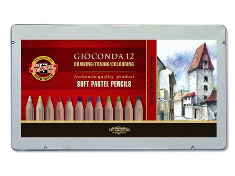 Пастельные карандаши Koh-I-Noor "Gioconda", 12цв., метал. пенал