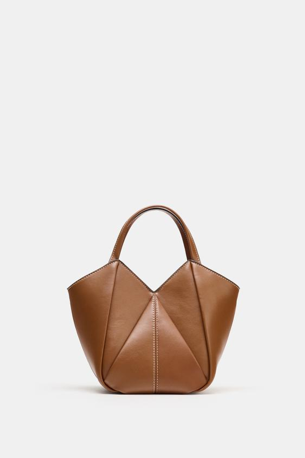 ZARA МИНИ-СУМКА-ШОПЕР, КОРИЧНЕВЫЙ
