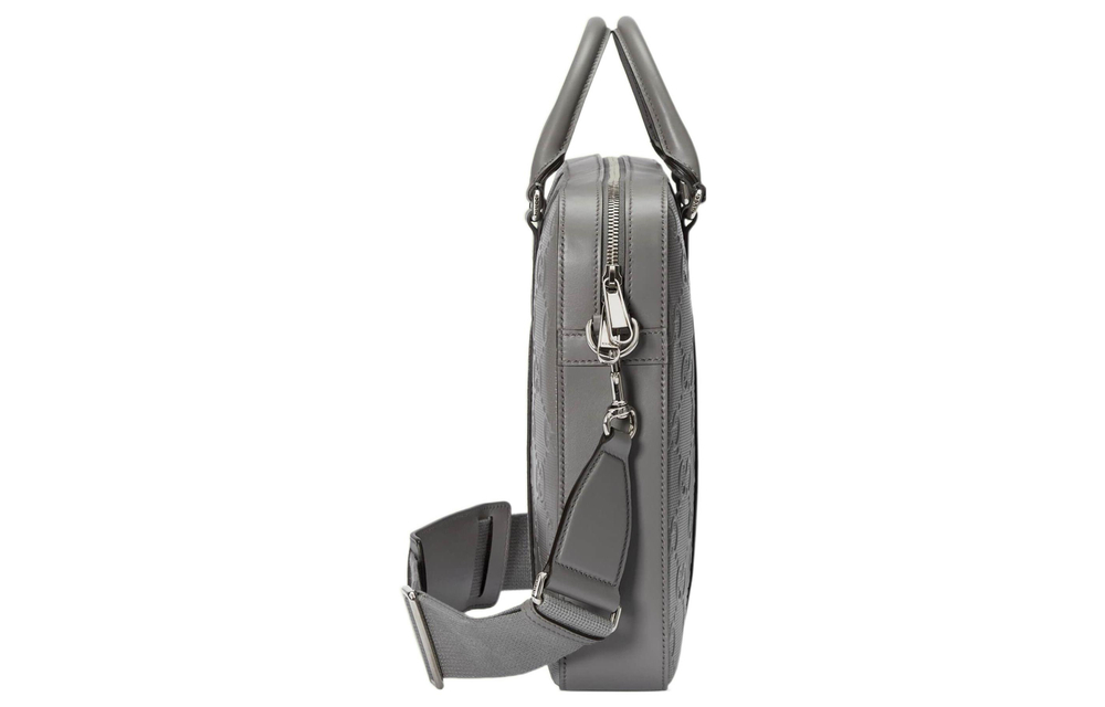 GUCCI Leather Shoulder Bag, Crossbody Bag, Handbag Men"s Gray