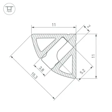 Угловой профиль для контурной подсветки 2м 044086 черный SL-KANT-H11-2000 ANOD BLACKArlight