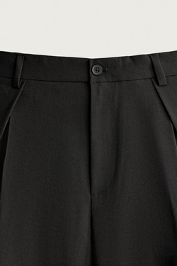 ZARA БРЮКИ RELAXED FIT СО СКЛАДКАМИ, ЧЕРНЫЙ