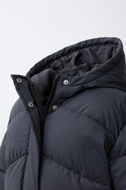 ZARA СТЕГАНОЕ ПРОРЕЗИНЕННОЕ ПАЛЬТО WATER RESISTANT, АНТРЦИТОВО-СЕРЫЙ