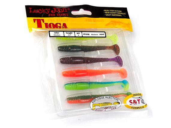 Виброхвосты съедобные LJ Pro Series TIOGA 3.4in (8,64 см), цв. MIX1, 6 шт.