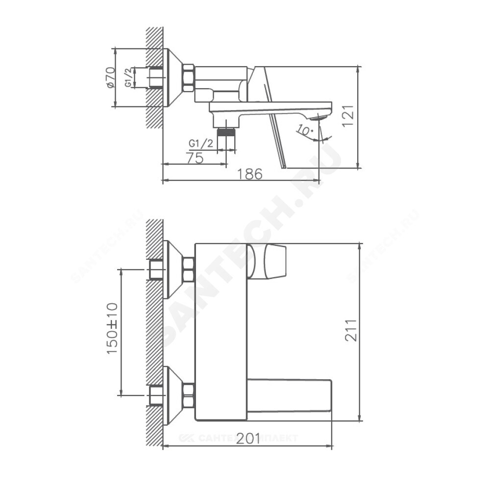 Смеситель для ванны с душем одноручный Haiba HB60533-3