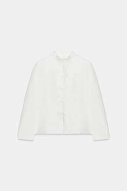 ZARA БЛЕЙЗЕР С БАСКОЙ И ЗАСТЕЖКОЙ-АЛМАР — ZW COLLECTION, ЖЕЛТОВАТО-БЕЛЫЙ