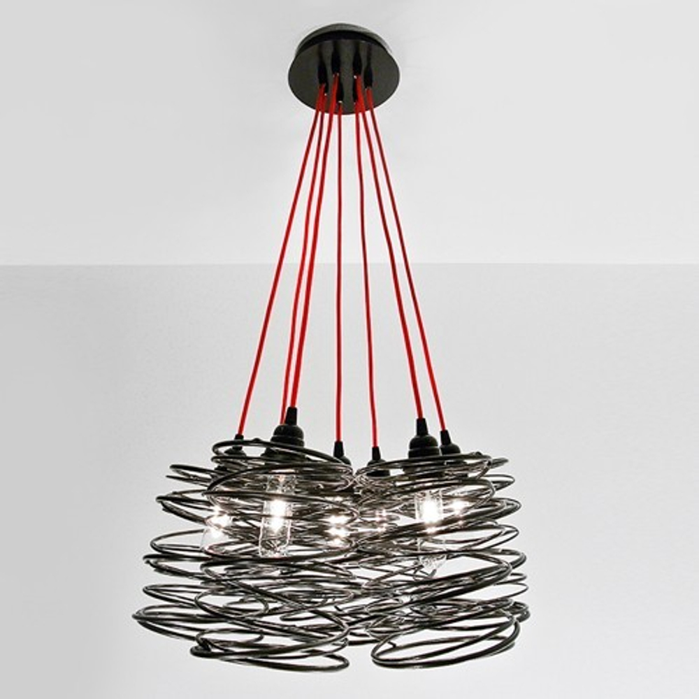 Spiral Nest Cluster 7 Light Chandelier, Copper -Open Box
