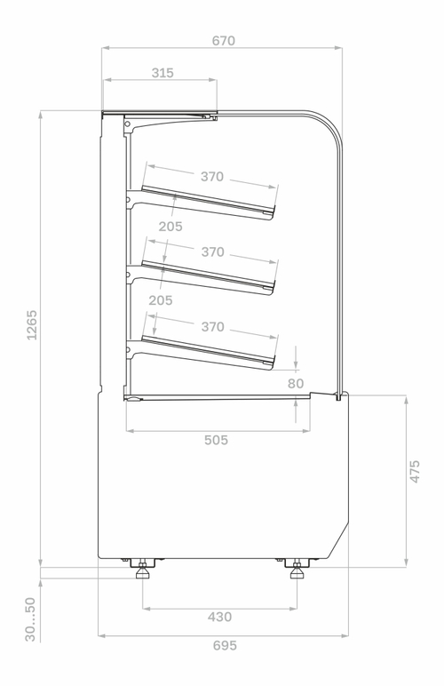 Хлебная витрина Carboma KR70 N 0,9-1 LIGHT Bread (RADIUS) (9005-0109)
