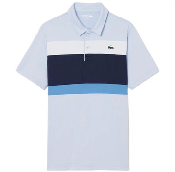 Мужское теннисное поло Lacoste Ultra Dry Stretch Colour-Block - light blue/navy blue/white