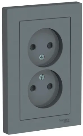 Розетка Systeme Electric "AtlasDesign" Грифель ATN000720, двойная, скрытая, со шторками