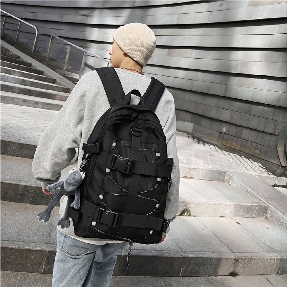 BESSIO Nylon Backpack Regular Men"s Gray/Black