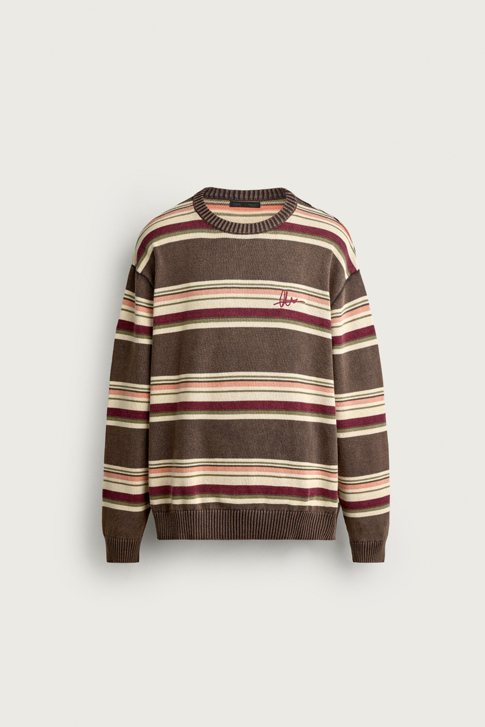 ЖАККАРДОВЫЙ СВИТЕР В ПОЛОСКУ С ВЫШИВКОЙ — ZARA