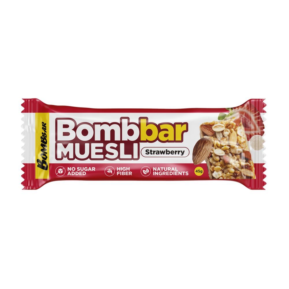 Протеиновый батончик Мюсли Клубника Bombbar 45гр
