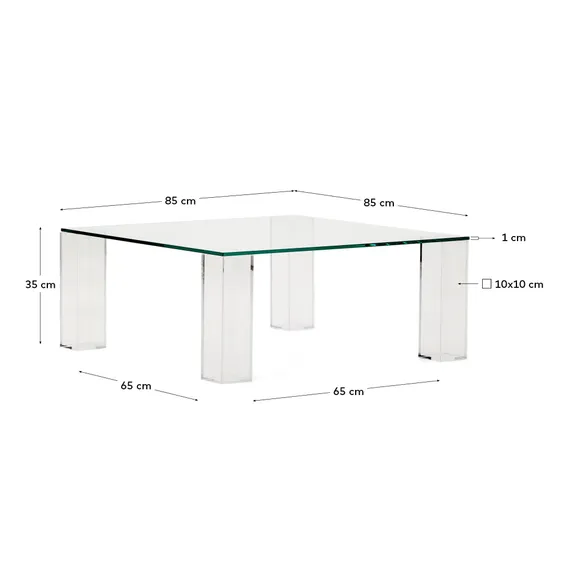 Журнальный столик Adularia из стекла прозрачного цвета 85 x 85