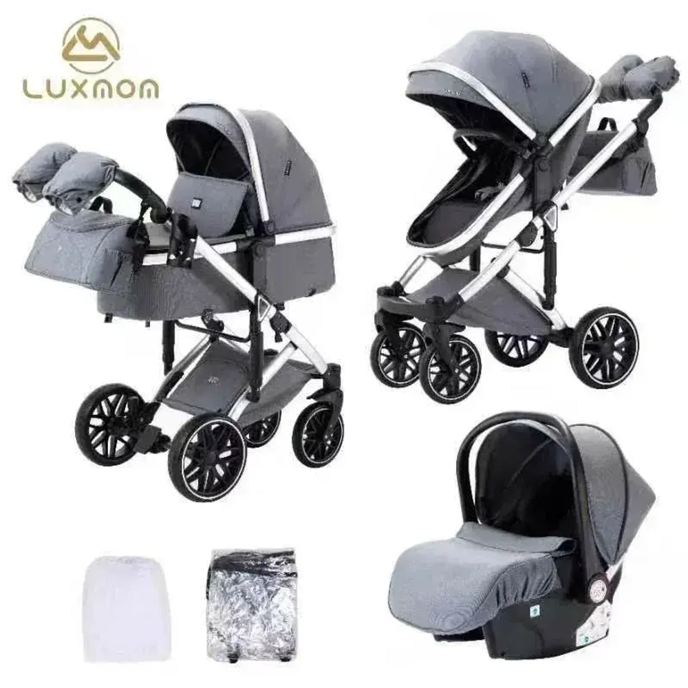 Детская коляска Luxmom F2A 3в1 (серый)