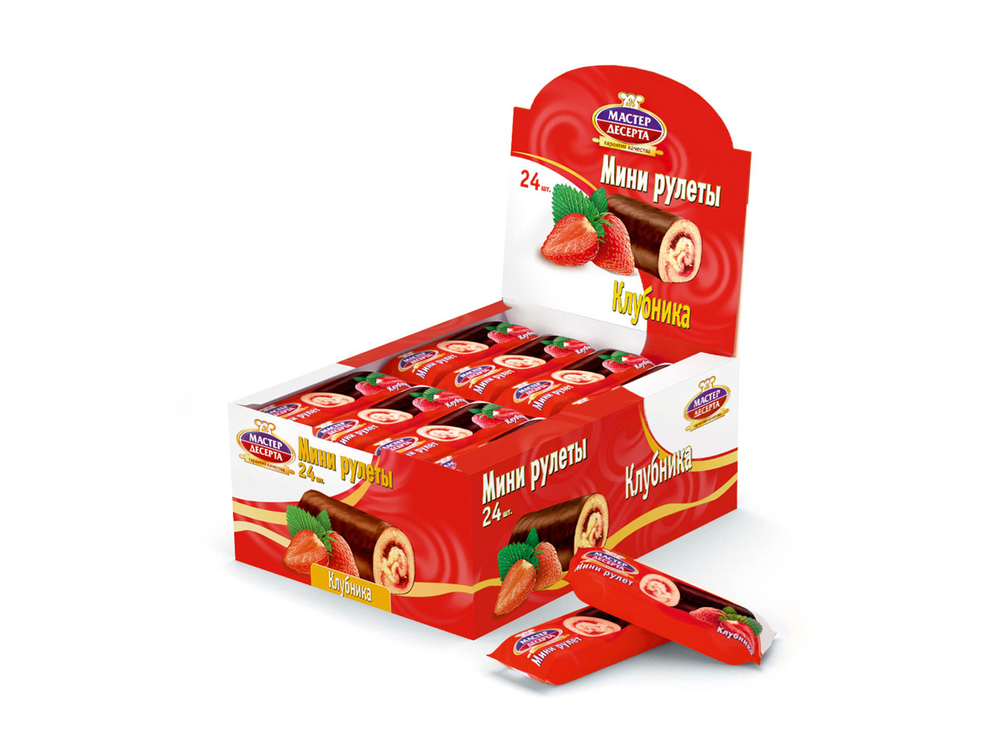 Мини-рулеты Мастер Десерта нач. клубника 35г*24шт (4бл)