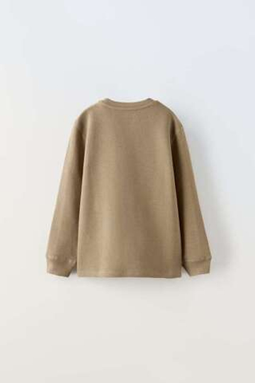 ZARA ФУТБОЛКА ИЗ ТКАНИ ОТТОМАН, РЫЖЕВАТО-КОРИЧНЕВЫЙ