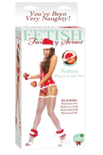 Комлпект фиксации новогодний Xmas Plush Cuff Set (Цвет: красный с белым)