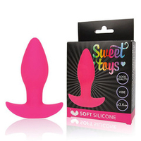 Розовая коническая анальная вибровтулка 8,5см с ограничителем Bior Toys Sweet Toys ST-40178-16