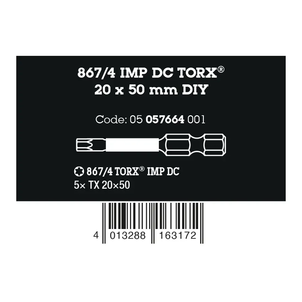 Биты ударные TORX 20 x 50 мм WERA 05057664001